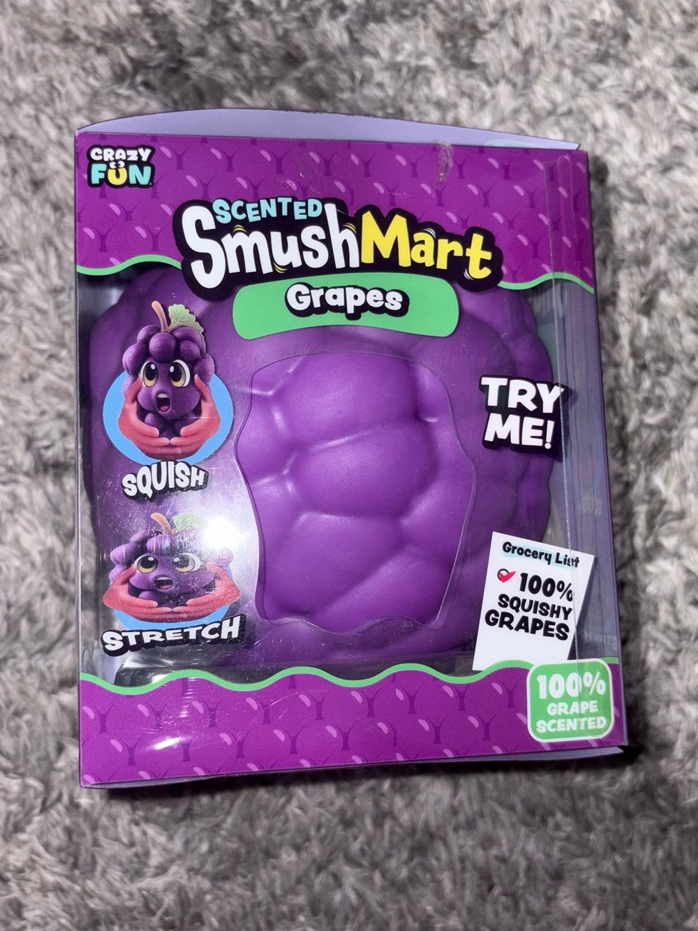 Crazy Fun SmushMart Grapes Scented Squishy Toy Purple NIB